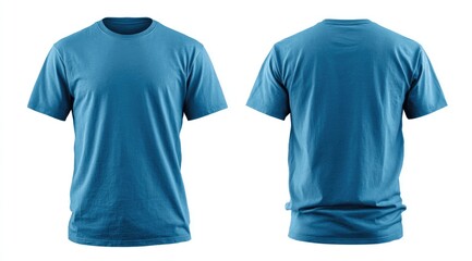 Front and back view of a light teal/blue t-shirt