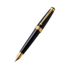 Naklejka premium Elegant black fountain pen with gold accents on a Transparent background