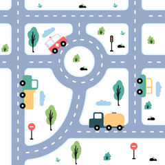 Cute Road City Map Background