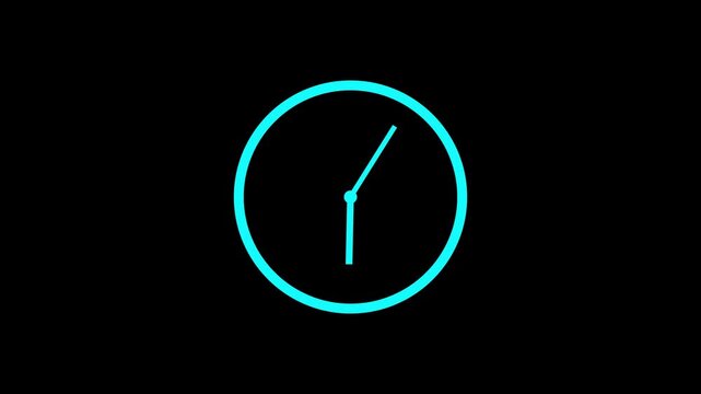 clock icon vector clock face animation. Minimalist Clock Isolated Animation. Abstract spinning clock icon animation on black background.