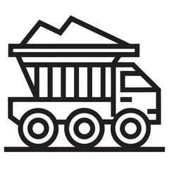 Industrial haul truck and steel production line icon