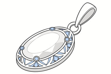 Moonstone pendant with intricate design featuring blue accents  
