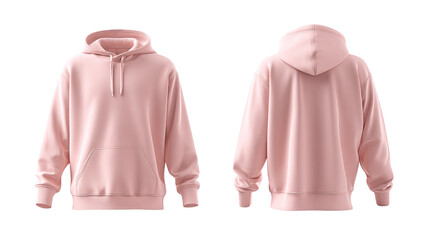Light pink hoodie, front and back views.  Mockup of blank apparel