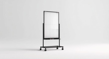 Black mobile whiteboard on wheels