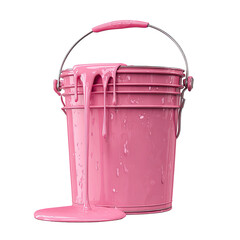 Pink paint leaking from a bucket