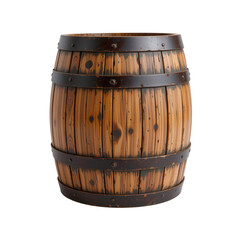 Obraz premium Wooden Barrel with Metal Bands for Rustic Decor and Storage Use