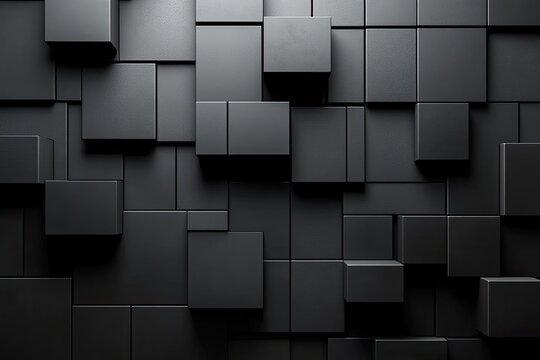 Dynamic Dark Geometric Cubes Abstract Background with Textured Surfaces and Dramatic Shadows