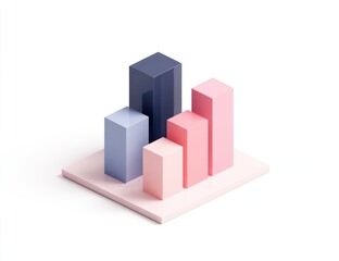 Isometric 3D bar graph, pastel colors
