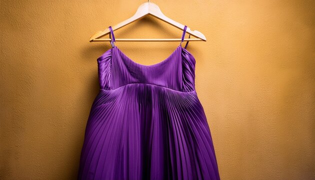 purple pleated dress on yellow hanger purple dress pleated skirt