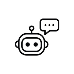 Robot head with speech bubble icon representing artificial intelligence and communication
