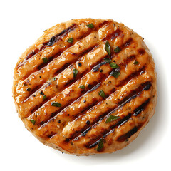 Grilled Chicken Patty with Char Marks and Fresh Herbs