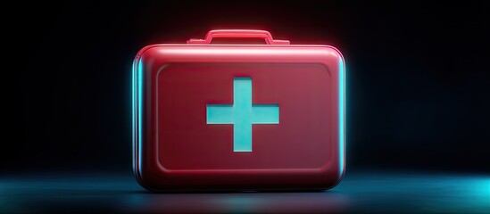 Fototapeta premium Red First-Aid Kit on Dark Background