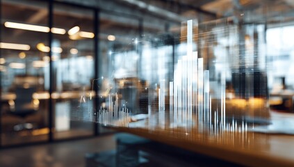 Modern office, data overlay