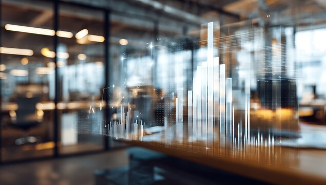 Modern office, data overlay