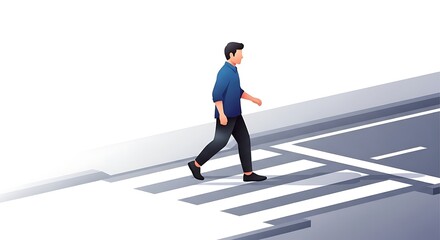 Fototapeta premium 3D Flat Pedestrian – Urban Crossing Illustration