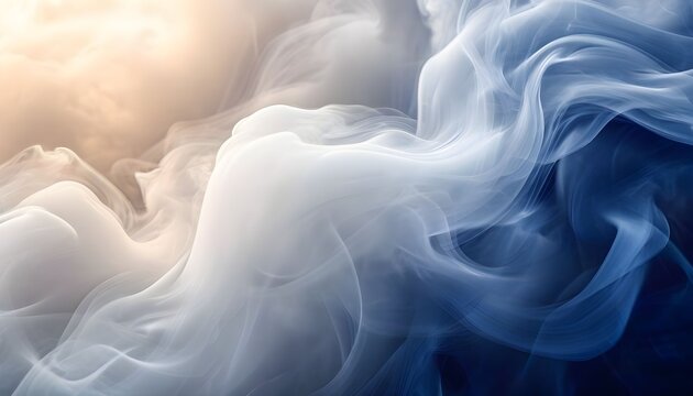 Dramatic collision of warm golden and cool blue smoke creating an abstract, mystical background.