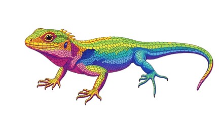 Obraz premium Colorful Lizard – Flat Vector Illustration
