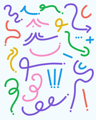 Line Colorful Doodle Art Graphic Elements