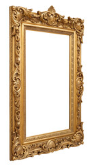 Buy decorative gold picture frame ornate carved vintage style for artwork and home decor online now today on transparent background
