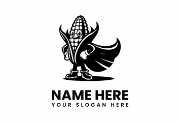Superhero Corn Cob Mascot with Cape Boots and Smiling Face.
