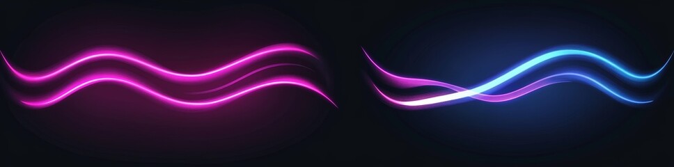 A modern illustration of a glowing laser beam is presented, complete with a neon wavy swoosh, light thunder bolt effect, and a purple to blue gradient that captures the essence of an electric impulse