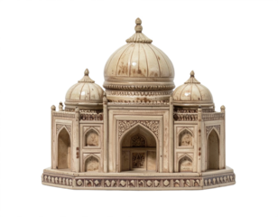 Exquisite ivory miniature Taj Mahal showcasing intricate Mughal architectural detail and timeless elegance