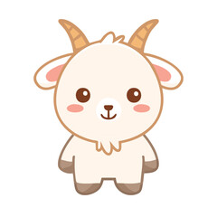 Cute cartoon goat with adorable features. This illustration is perfect for children's projects or animal-themed designs