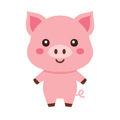 Adorable and cheerful cartoon pig with a cute pink appearance, a playful look, and a friendly demeanor. A lovable pig illustration, perfect for children's design and playful projects