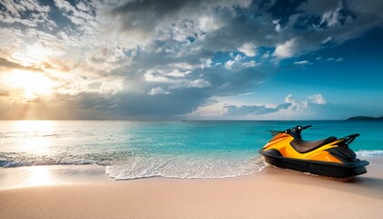 Obraz premium jetski at the beach under cloudy sky