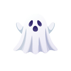 Obraz premium Cute Cartoon Halloween Ghost Character Isolated on a Transparent Background 