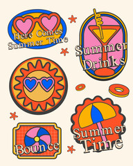 Retro graphic sticker summer time with bright color