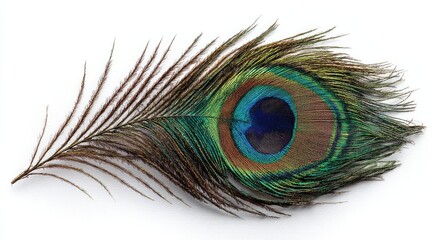 Peacock feather, vibrant colors, eye-catching