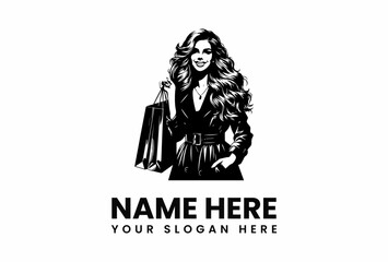 Elegant woman with shopping bag wearing a belted trench coat and pendant necklace.