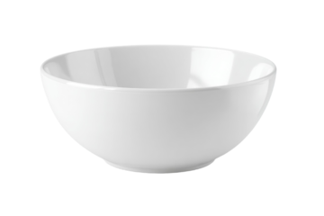 A white bowl sits on a white background
