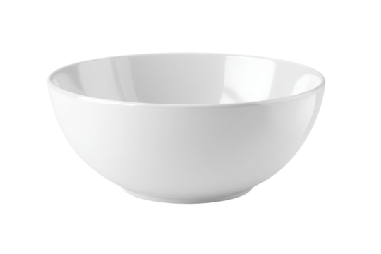 A white bowl sits on a white background