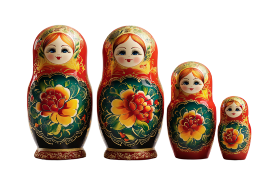 A set of Russian dolls with a flower design