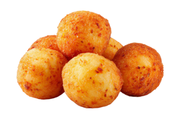 A pile of fried food with a white background