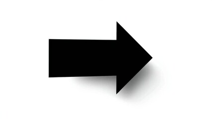Solid black right arrow with 3D shadow effect on white background, conveying direction and visual clarity