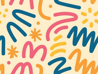 Playful abstract shapes and lines pattern curves