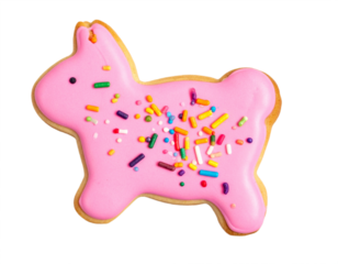 Delightful pink unicorn cookie with colorful sprinkles, perfect for celebrations and sweet treats