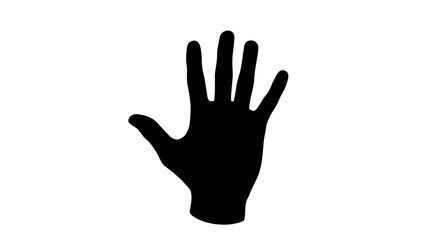 Fototapeta premium Vector art of a black silhouette of an open human hand with fingers spread wide, isolated on a plain white background