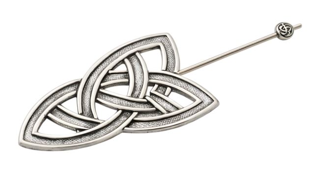 Elegant silver Celtic knot brooch brings timeless style to any outfit, symbol of heritage