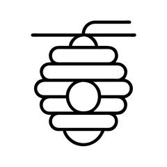 Isolated beehive vector icon illustration, honey bee nest outline drawing, beekeeping symbol design