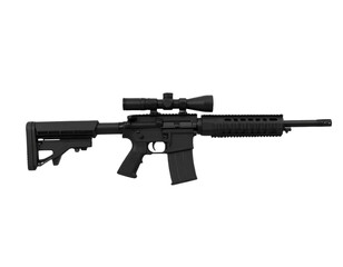 Modern tactical rifle with scope, precision aiming tool for defense and sport
