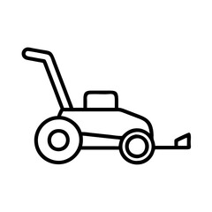 Lawn mower outline vector icon illustration for gardening and landscaping equipment design needs