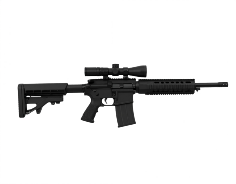 Modern tactical rifle with scope, precision aiming tool for defense and sport