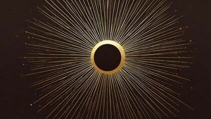 Gold rays radiate outward from a dark center