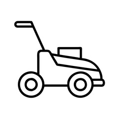 Lawn mower icon vector illustration, gardening equipment for grass cutting and yard work design