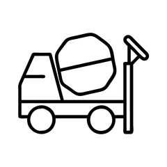 Concrete mixer truck construction vehicle icon vector illustration cement mixer line art design