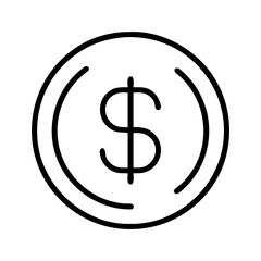 Dollar coin icon vector illustration, currency symbol, money and finance concept, investment icon, usd